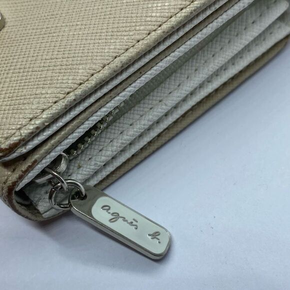Authentic Agnes B. Beige / Light Tan Saffiano Leather Wallet - Picture 8 of 9